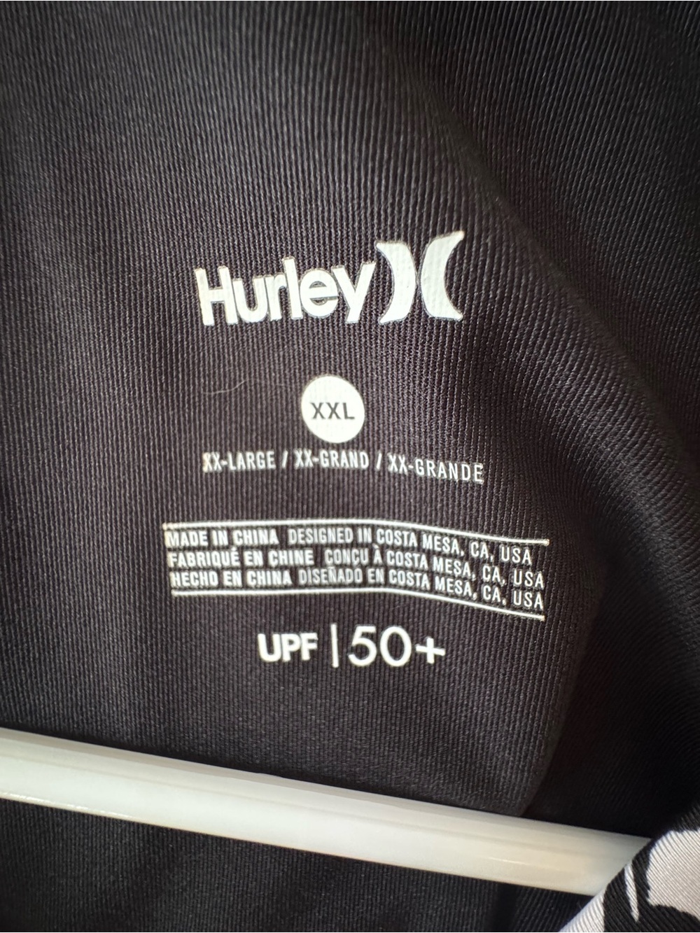 Hurley Black and White Floral Swim Rash Guard Long Sleeve Top XXL - Picture 5 of 6